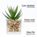 Kunstplant kunstmatige vetplant kamerplant decoratieve woonkamer, badkamer decoratieve plant vetplant, hoogte 10,5 cm, in glazen pot, set van 4