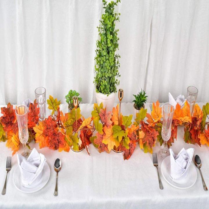 Simuliertes Ahornblatt Rattan Blumengirlande Deko Blumenranke Künstliche Pflanzen Hängend für Halloween Weihnachten Thanksgiving Hochzeit Party Dekorationen Wanddeko