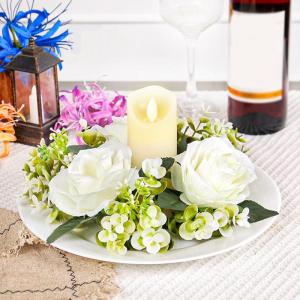 5 x Hochzeits-Blumenringe, Kerzenhalter, künstliche Rosenblumen, Kränze für Tafelaufsätze, Tisch-Party-Dekorationen