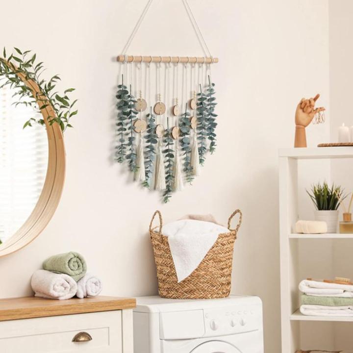 Kunstmatige hangplanten, eucalyptus, bladeren, kunstmatige planten, eucalyptus, takken, voor tuin, binnen, buiten, hangplant, kunstdecoratie, woonkamer, slaapkamer, groen en