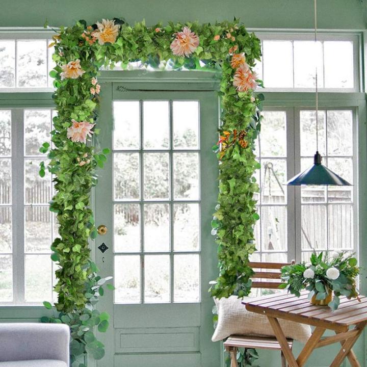 Ivy Kunstslinger, klimopslinger, 12 stuks, 84 ft nepklimop, planten, kunstplant, hangplant, kunst, klimop, decoratie, voor tuin, bruiloft, balkon, feest, wanddecoratie, esthetische
