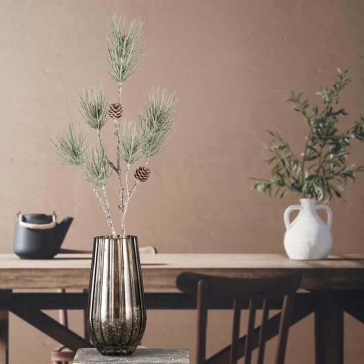 Kerstdennentak, grijs-groen, 72 cm, kunstdennentak met natuurgetrouwe dennenappels en naalden, kerstdecoratie, tafeldecoratie voor Kerstmis, kerststuk