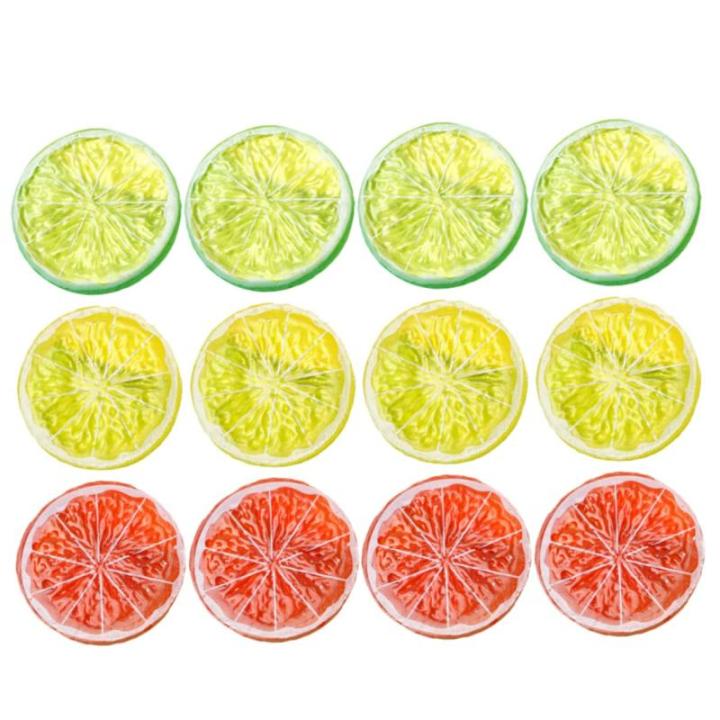 60 STK Nachahmung Einer Zitronenscheibe Getränk Künstliche Früchte Sommer Realistische Zitrone Früchte Fotorequisite Getrocknete Gepresste Früchte Grapefruitscheibenmodell PVC