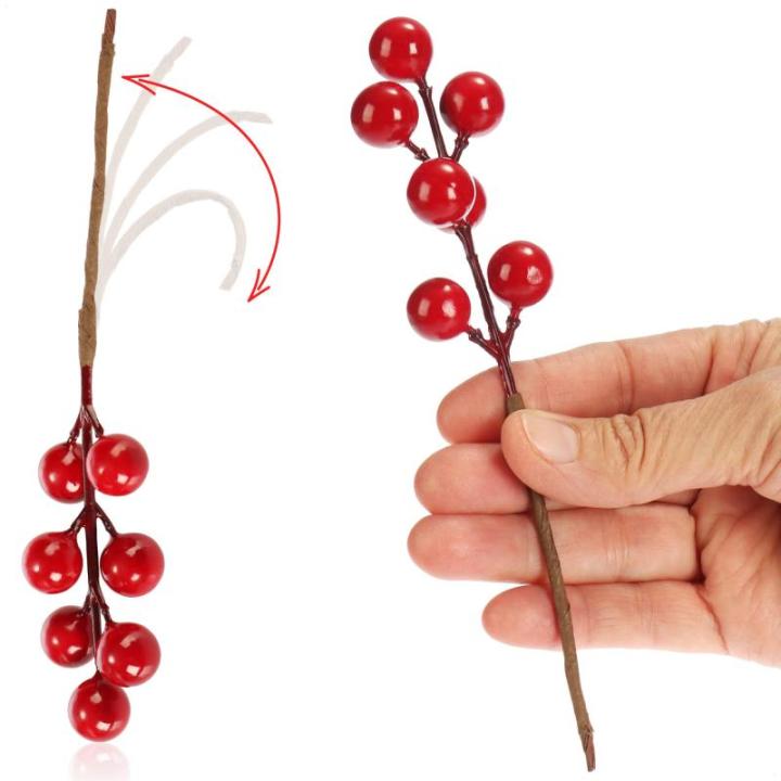 50 x strooidecoratie, decoratieve takken met bessen, decoratieve takken om te strooien als knutselbenodigdheden, verfraait geschenken en potpourris (50 stuks, weinig bessen)