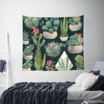 Vetplanten en cactus wandtapijt, muuropknoping 152 x 130 cm wandtapijt voor slaapkamer grappig wandtapijt muurkunst moderne muurdeken slaapzaal wand poster banner voor woonkamer