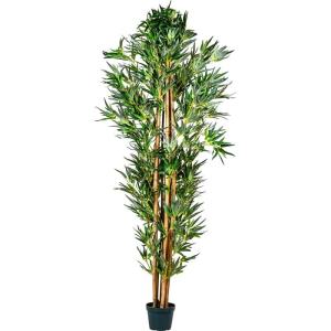 Bamboestruik, echte houten stam, kunstboom, kunstplant, keuze uit 160, 190 of 220 cm, getest op schadelijke stoffen, 220 cm