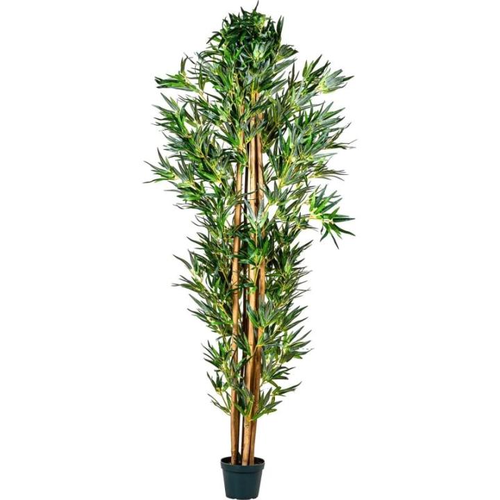 Bamboestruik, echte houten stam, kunstboom, kunstplant, keuze uit 160, 190 of 220 cm, getest op schadelijke stoffen, 220 cm