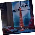 1stk Leuchtender Weihnachtsbaum Beleuchtete Birke Künstliches Baumlicht Künstlicher Gefälschter Weihnachtsbaum Bleistiftbaum Beleuchten Desktop-Weihnachtsbaum Schmiedeeisen Rot