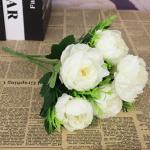 Kunstbloemen, kunstmatige pioenrozen van pioenrozen voor bruiloft, thuis, kantoor, feest, raamdecoratie, tafeldecoratie, doe-het-zelf, bloemstukken, wit 0801