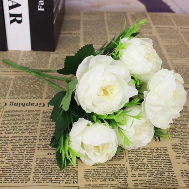 Kunstbloemen, kunstmatige pioenrozen van pioenrozen voor bruiloft, thuis, kantoor, feest, raamdecoratie, tafeldecoratie, doe-het-zelf, bloemstukken, wit 0801