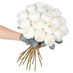 10 stuks witte kunstrozen, 50 cm, lang, enkele roos, kunstbloem, zijden bloesem, roos, realistische bloem voor tafel, kantoor, feest, bruiloft, woondecoratie (wit, 10 stuks)