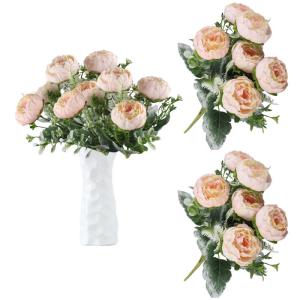 Kunstbloemen, 12 stuks, kunstbloemen, boeketten voor tuin, feest, kantoor, decoratie, bruid, bruiloftsboeket, roze decoratie 1004