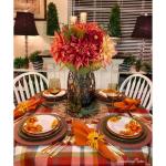Kunstbloem kunstboeket kunstplant bloemstukken set van 2 hortensia rozenboeket hoogte 30 cm decoratieve plant voor arrangementen feestdag tafel of bruiloft (oranje rood, 1 stuks)