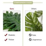 3 stuks grote kunstmatige monsterabladeren met lange steel voor vaas nep tropische planten plastic gespleten palmbladeren realistische Philodendron-bladeren voor thuis bruiloft fee