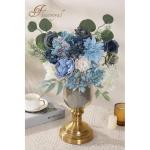 Künstliche Blumen Combo Dusty Blue Flowers Mix Silk Flowers Dahlie Rosen mit Stielen für DIY Hochzeit Brautsträuße, Babyparty, Blumenarrangement, Tischaufsätze, Heimdekoration