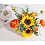 Kunstblumen Künstliches Blumenarrangement aus Sonnenblumen und Eukalyptus – fröhliche Dekoration für Tische, Hochzeiten, Büros und Zuhause – pflegeleicht für jeden Anlass