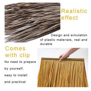 Palm Thatch Roll Künstliche Stroh Kunststoff Künstliche Pvc Holzhaus Pavillon Fake Stroh Natürliche Dachdekoration Feuerfest Und Flammenhemmend Thatch Roll 50x50cm/pcs(Farbe:gel
