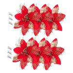 6 Stück Seidentuch Weihnachtsbaumdekoration Rote Ornamente Weihnachtsdekoration PVC Weihnachtsblumenkopf