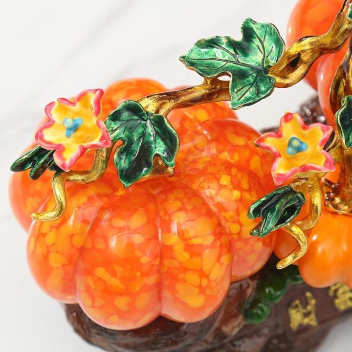 Keramische Jade Pompoen Decoratie, Geglazuurde Jade Pompoen, Handgemaakte Pompoen Ornament, Symbool voor Volheid en Welvaart, Feestelijke Huisdecoratie (Kleur: Oranje, Maat: S)
