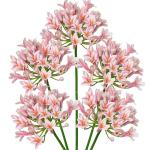 5 stuks kunstbloemen, sierlelie als echte kunstmatige agapanthus, bloemen, 75 cm lengte, lentebloemen, roze, decoratieve bloemen voor bloemstuk, thuis, resto, kantoor, decoratie