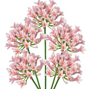 5 stuks kunstbloemen, sierlelie als echte kunstmatige agapanthus, bloemen, 75 cm lengte, lentebloemen, roze, decoratieve bloemen voor bloemstuk, thuis, resto, kantoor, decoratie