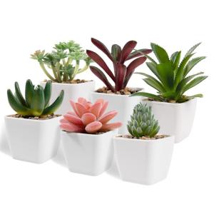 6 stuks decoratieve , kleine met pot, kunstvetplanten, nepplanten, voor binnen, thuis, kantoor, tafel, badkamer, slaapkamer, balkondecoratie