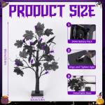 Halloween decoratie voor binnen, zwart esdoornblad, boomverlichting met 24 leds, Halloween-decoratie, griezelige lichtboom met led-spinnenlicht, berkenboom met timer voor Halloween