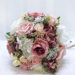 Hochzeitsstrauß for die Braut mit künstlichen Blumen, DIY-Sträuße, romantischer Hochzeitsstrauß, Brautsträuße, künstliche Blumen(Pink)