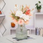 Kunstbloem zijden hortensia bloemstukken, witte bloem faux planten boeketten voor bruiloft decoraties, plastic bloemen tafel centerpieces voor thuis, tuin, kantoor decor (1, wit)