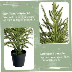 Norfolk Pine Kunstkerstboom, 23,6 hoog, met zwarte pot, realistische , binnen, milieuvriendelijk plastic, kerstdecoratie voor de veranda, binnen en buiten