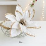 30 cm Weihnachtsblumen, weihnachtliche Glitzer-Weihnachtssterne, Weihnachtsbaumschmuck-Anhänger, handgefertigte Weihnachtsdekoration, künstliche Blumen(Cremeweiß)