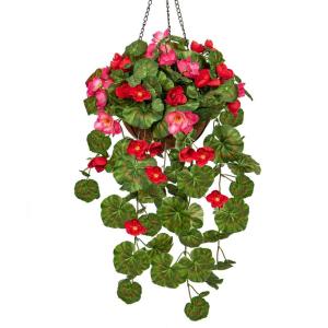 Kunstbloemen als echte geranium, hangende planten, kunsthanggeranium met hanglamp, hoogte 70 cm, kamerplant, struik, decoratieve plant, groene plant