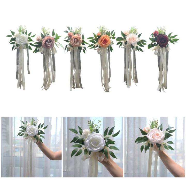 6 Stück Hochzeitszeremonie Ornamente Raffinierte Stuhlverzierungen Mit Künstlichen Blumen Kirchenbänken Blumen