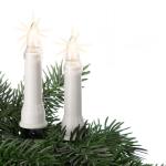 Christbaumbeleuchtung für innen & außen, 20x Riffel-Kerzen, Schaft weiß, Weihnachtsbaum Lichterkette mit grünem Kabel, Fassungsabstand 45 cm, inkl. Ersatzlämpchen 640205