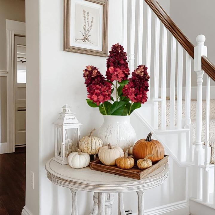 Set van 3 kunstmatige hortensia's als echte esdoortensia, 73 cm, donkerrode decoratieve bloemen, kunsttakken voor bloemstuk, thuis, resto herfstdecoratie