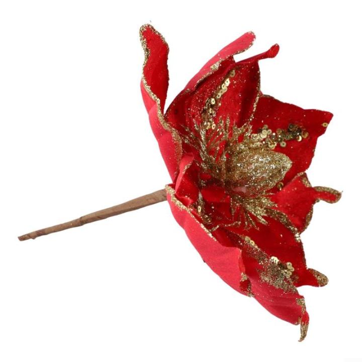 Glitzernder Weihnachtsstern, Weihnachtsbaumschmuck, hängende Dekoration für Weihnachtsbaum, Hochzeit, Party, Kranz, Dekoration (rot)