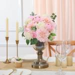 Roze kunstbloem combo nep roos faux dahlia bloemen met stengels voor doe-het-zelf bruiloft bruidsboeket feest woondecoratie (roze roze)