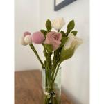 9 vilten bloemen, kleine bloemengroet, boeket, Fair Trade, handgemaakt (wit-roze)
