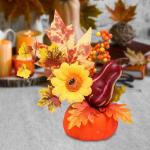 Halloween-Kürbisse, Ahornblätter, Ornament, Herbsternte, Dekor, neuartiges dekoratives Handwerk, Esstisch-Mittelstück für Geschäft und Büro, Style B
