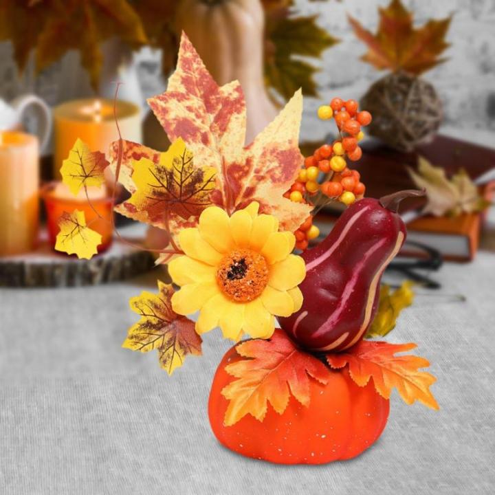 Halloween-Kürbisse, Ahornblätter, Ornament, Herbsternte, Dekor, neuartiges dekoratives Handwerk, Esstisch-Mittelstück für Geschäft und Büro, Style B