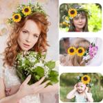 Kunstzonnebloemen, decoratie, 100 stuks met 5 stickers, enkele steel, zijde, zonnebloem als echt, nep zonnebloem, gele bloemen, voor bruiloft, feest, doe-het-zelf, uitnodigingskaar