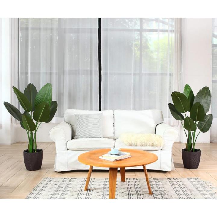 Kunstplant, paradijsvogel, boom, 120 cm, plastic plant, palm in pot, tropisch Hawaï, groen, nepplant, voor slaapkamer, woonkamer, tuin, deco (2 stuks)