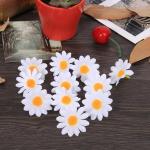 100 stuks Gerbera Daisy , stof, bloemen, koppen voor doe-het-zelf, bruiloft, knutselen, decoratie, handwerk (wit)