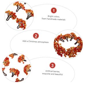 10 Bündel Simulierte Kleine Beeren Weihnachtsstechpalmenbeere Künstliches Beerendekor Künstliche Stechpalmenstiele Künstliches Pflanzendekor Künstlicher Kranz Rot Umweltschaum