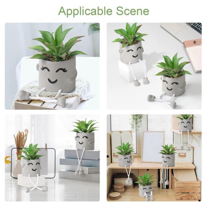 Kunstplant in pot, mini-kunstvetplanten, met hangende poten, emotioneel cement, potplant, faux decoratieve plant voor kantoor, woonkamer, tafeldecoratie, boekenkast, kerstdecoratie