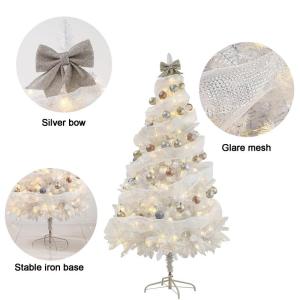 Künstlicher Weihnachtsbaum Weißer Weihnachtsbaum Fichte Tannenbaum Künstlich mit Stabilem Metallständer, Christmas Tree für Festliche Weihnachtsdekoration(150CM/5FT)