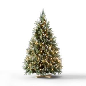 Kuro sagol Kunstkerstboom, dennenboom met sneeuw, diameter 95 cm, met klapsysteem, voor thuis, kerstdecoratie
