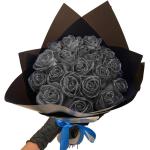 Glitter-rozenboeket, kunstrozenboeket, doe-het-zelf boeket, glanzend, kunstrozenboeket, liefdescadeau, rozengrans, doe-het-zelf boeket cadeaus voor Valentijnsdag (zwart, 20 stuks)