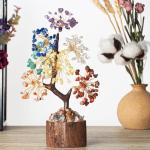 Chakra stenen kristallen boom kristallen edelstenen boom decoratie steen grote levensboom geldboom kristal geluksbrenger boom houten sokkel spirituele geschenken veel geluk