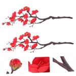 2st Simulation Pflaumenblüte Rosenstrauß Blumenvase Dekoration Einmachgläser Künstlicher Blumenstrauss Blumenstrauß Vasenfüllungsdekore Künstliche Pflaumenblüten-Picks Rot 